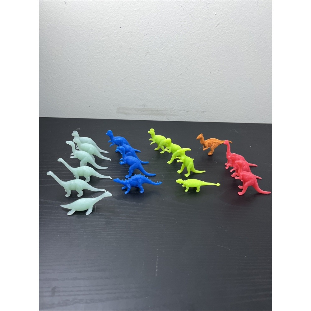 Mini Dinosaur Figures Lot of 19 Plastic Dino Toys Multicolor T-Rex Triceratops